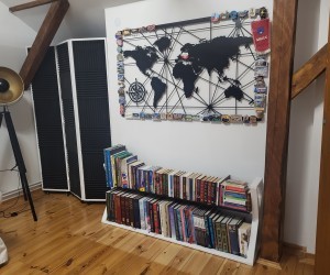 Mapa świata cięta laserem, malowana proszkowa, stojak na książki malowny proszkowo, parawan składany malowany proszkowo oklejony pianką  